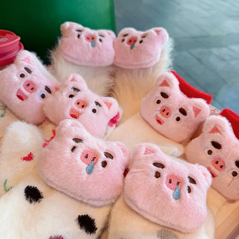 Pink Pig Plush Casual Socks for Women & Kids – Cute Cartoon Animal Mid-Calf Cotton Socks, Soft Fluffy Lounge Socks with Sweet Piggy Design, Cozy Crew Socks for Daily Wear